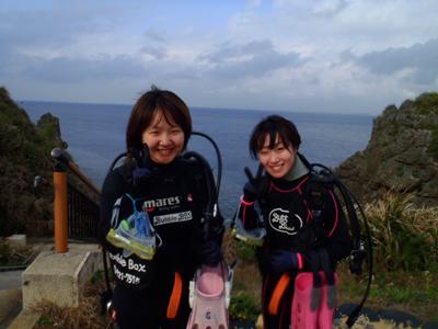 沖縄ダイビング☆3/14  青の洞窟体験ダイビング15時  えりな、りょうけん